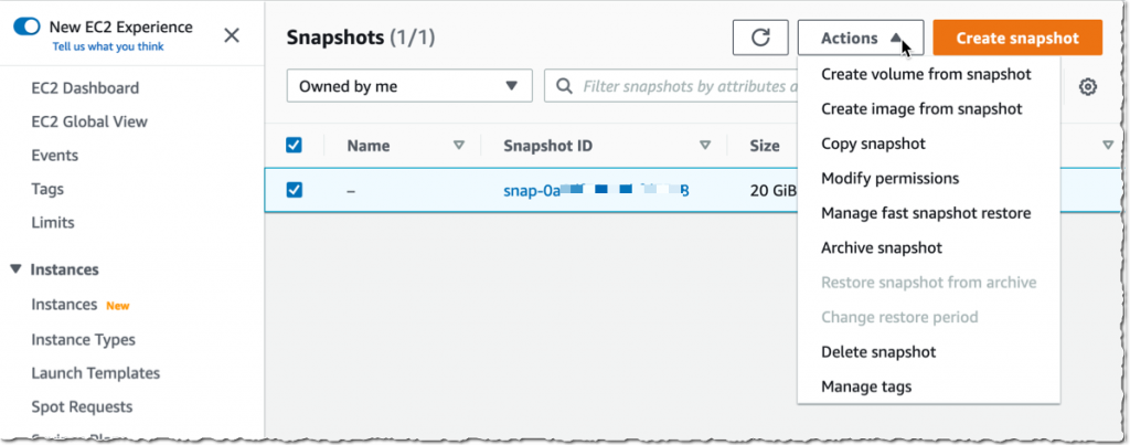 EBS Snapshot Archive - create snapshot 