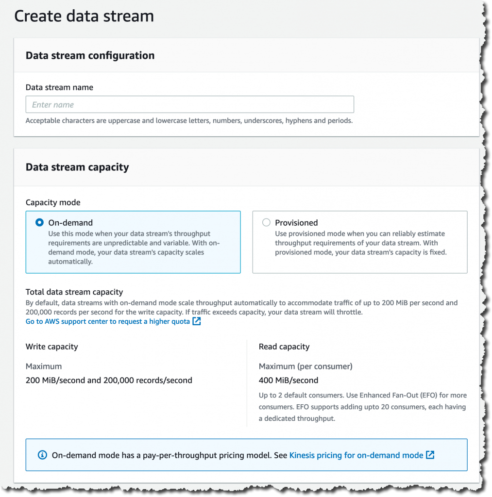 Creating a data stream