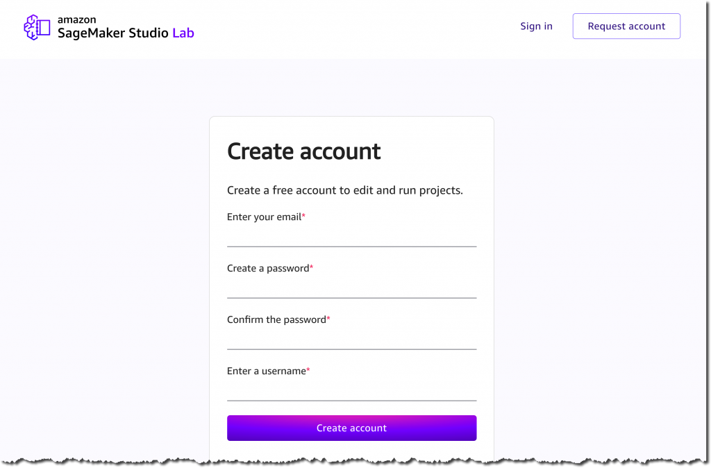 Amazon SageMaker Studio Lab - Create Account