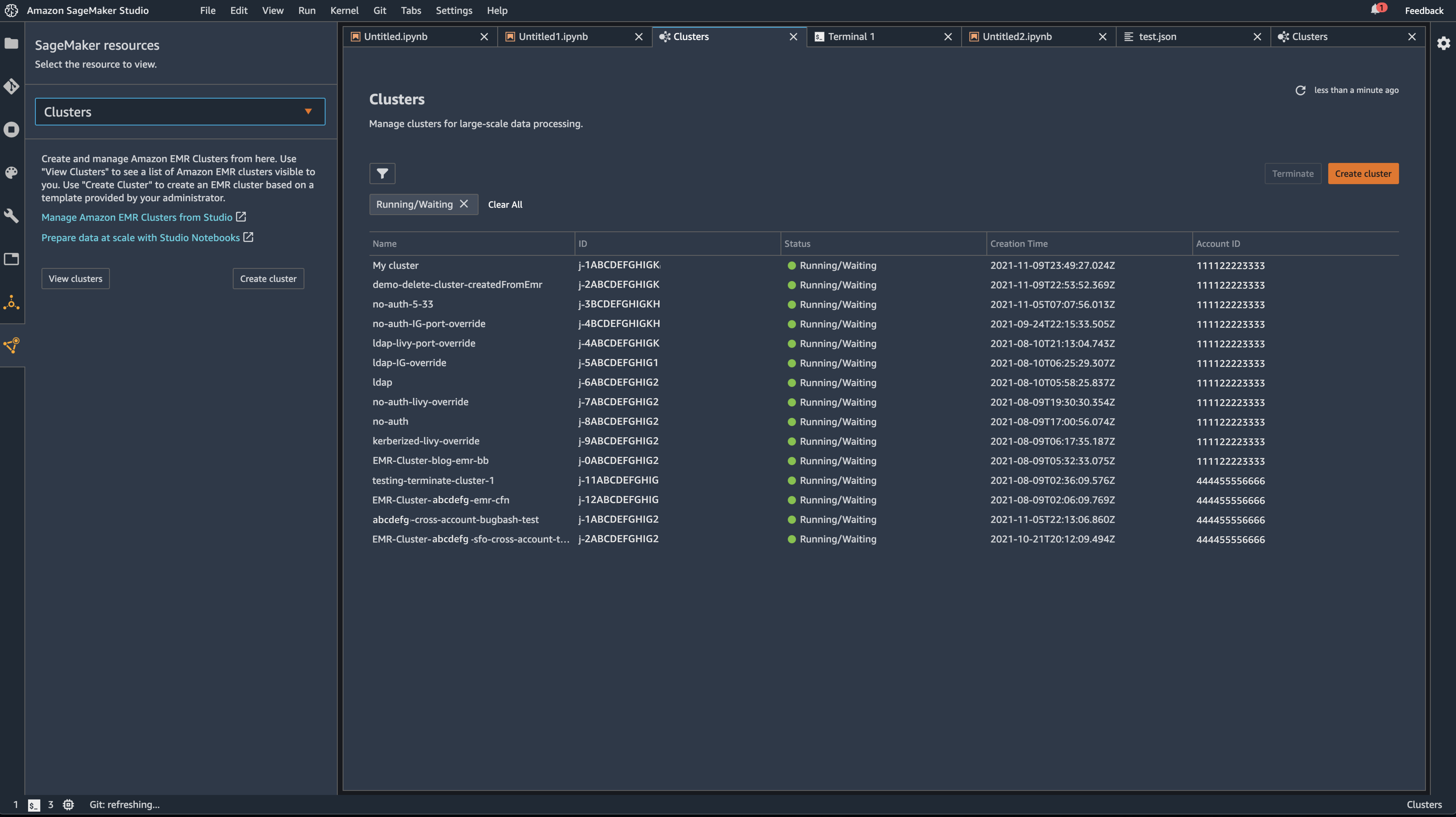 Managing EMR Clusters from within SageMaker Studio Notebooks