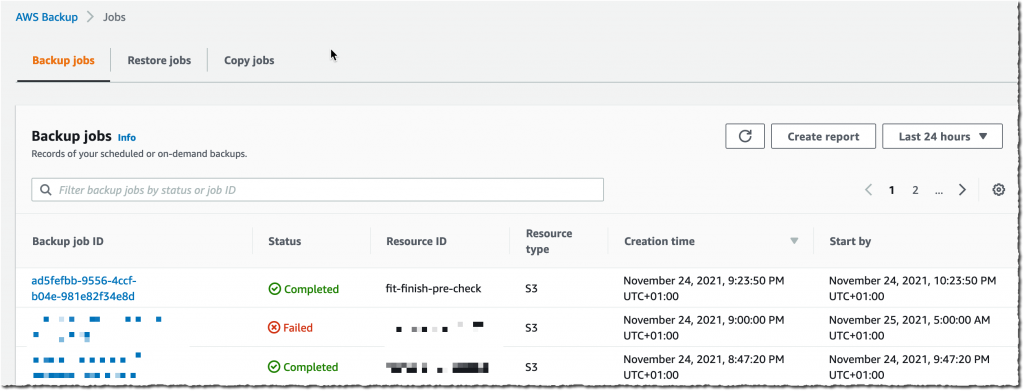 适用于 S3 的 AWS Backup - 备份已完成