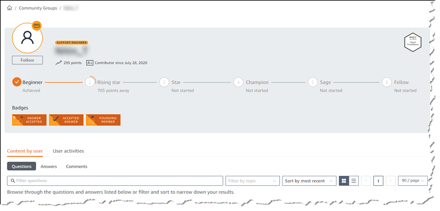 AWS Support Engineer presence on re:Post