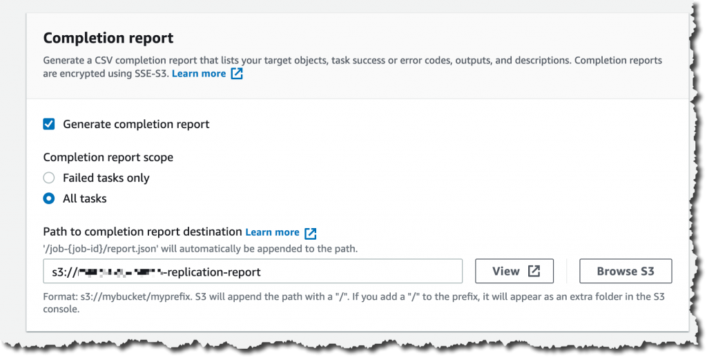 Configuración del informe de finalización