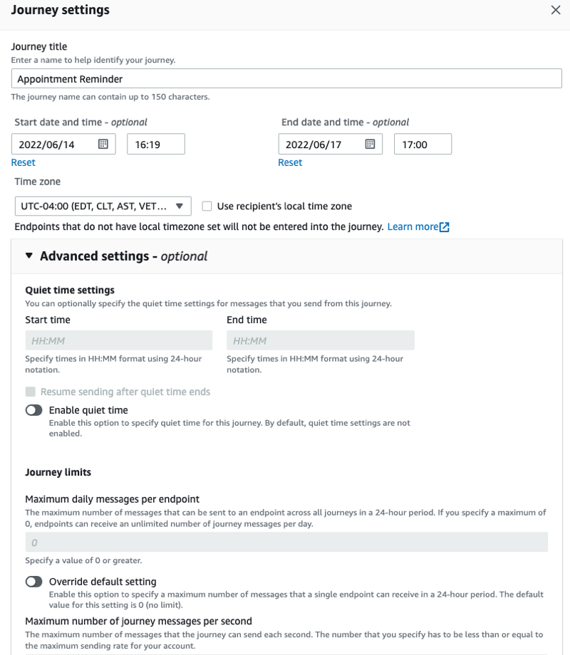 Amazon Connect outbound campaigns - setup quiet times