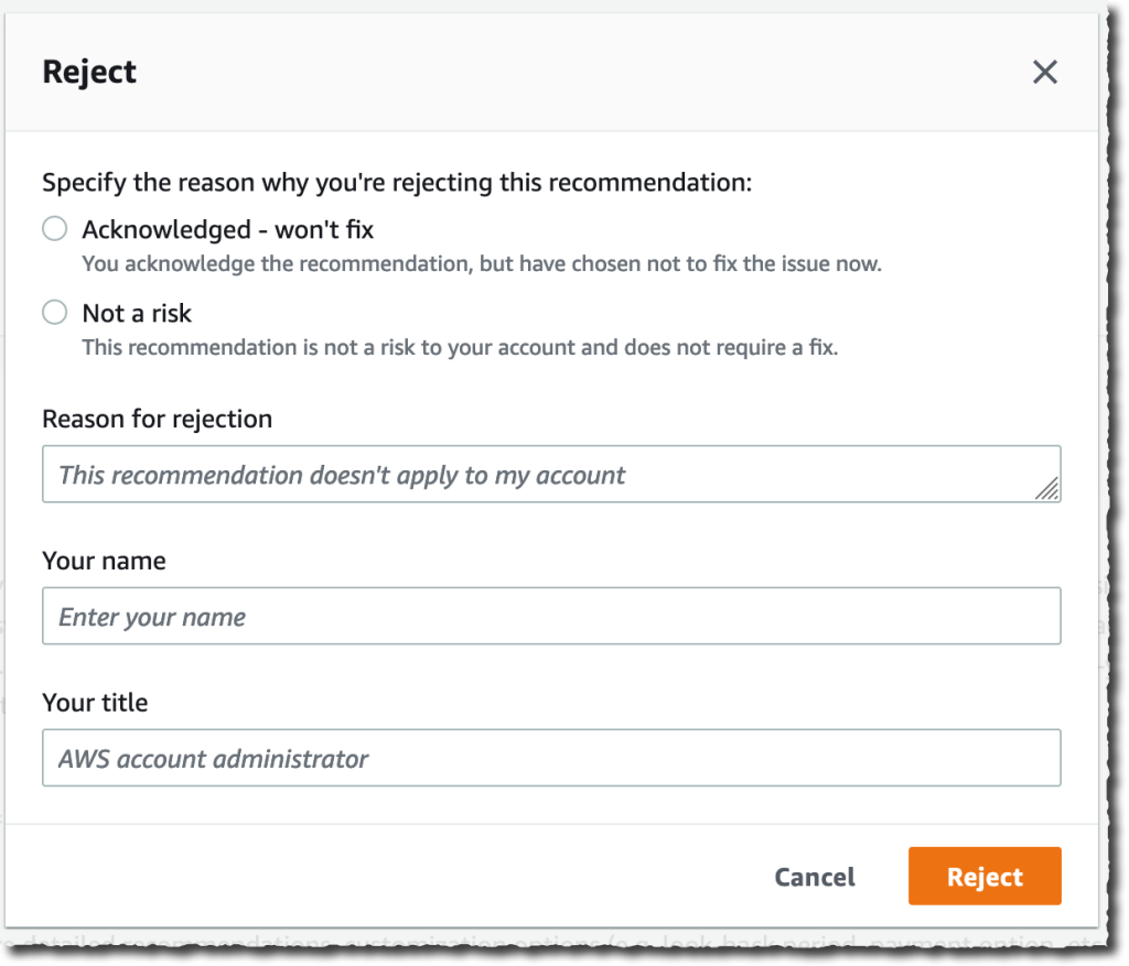 AWS Trusted Advisor Priority - Reject