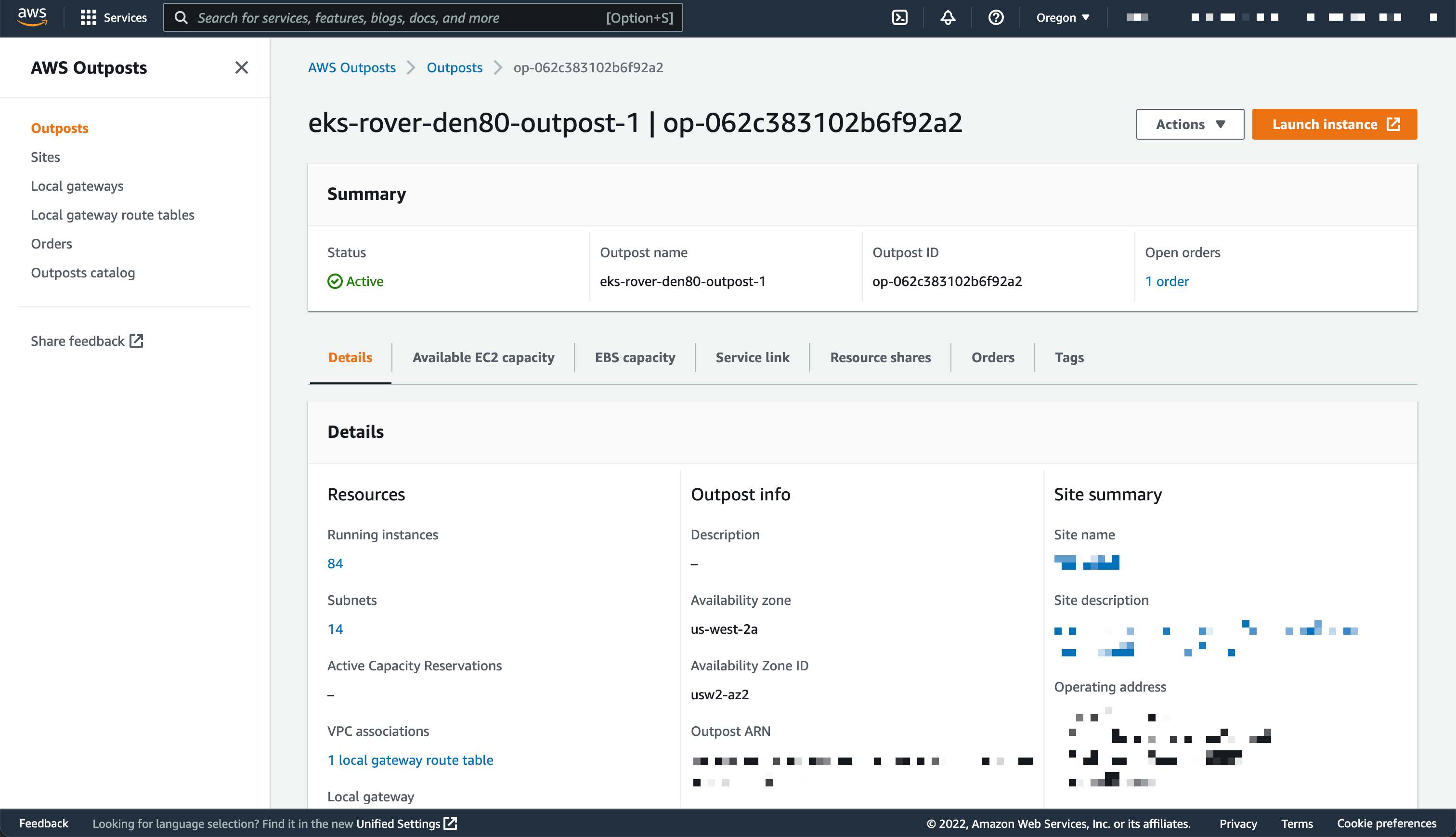 AWS Outposts 配置