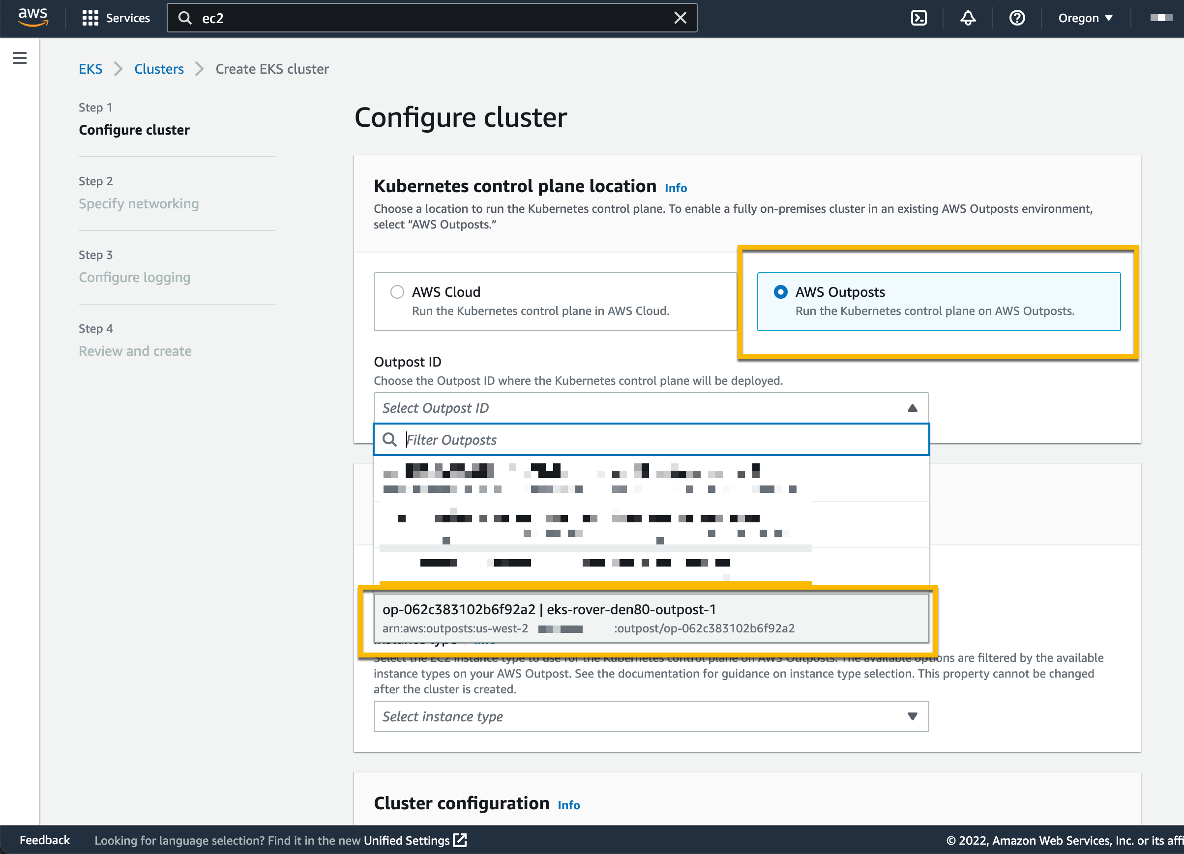 Configurar el clúster de EKS para usar AWS Outposts