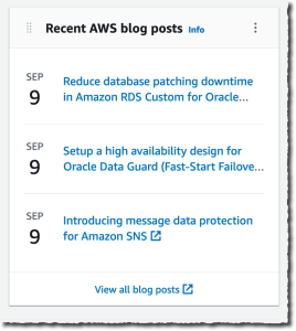 AWS 管理控制台博客小部件