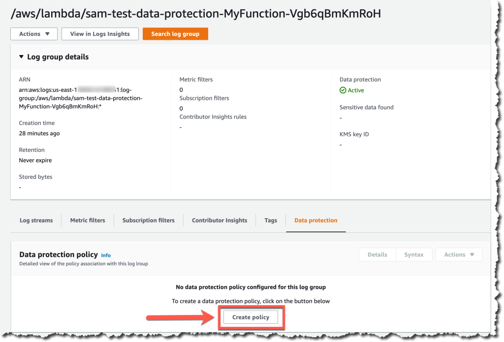 Habilitar política de protección de datos