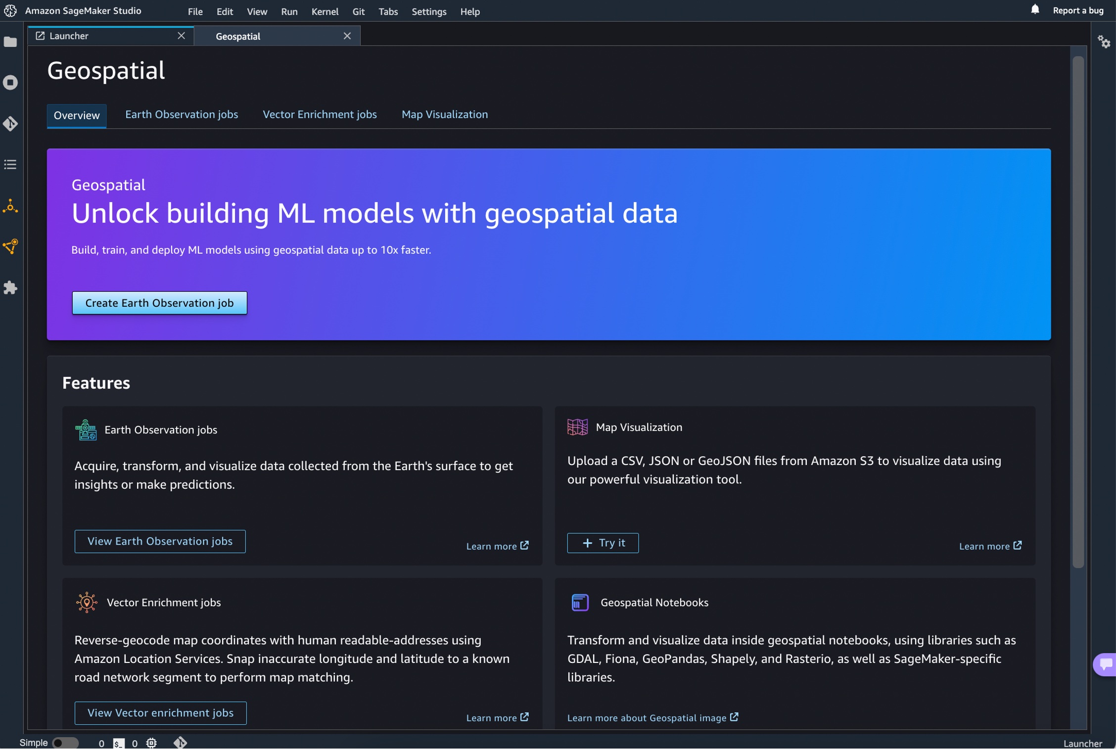 Vista previa: utilice Amazon SageMaker para crear, entrenar e implementar modelos de aprendizaje automático mediante datos geoespaciales | Servicios web de Amazon