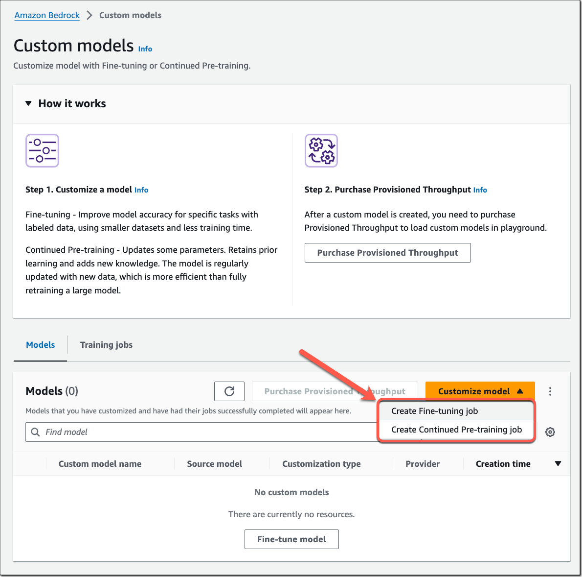 Customize models in  Bedrock with your own data using fine-tuning and  continued pre-training