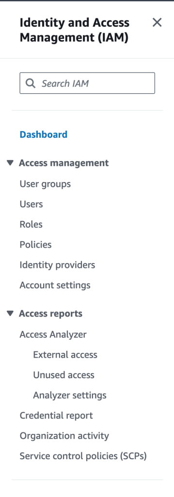 Side navigation for IAM Access Analyzer