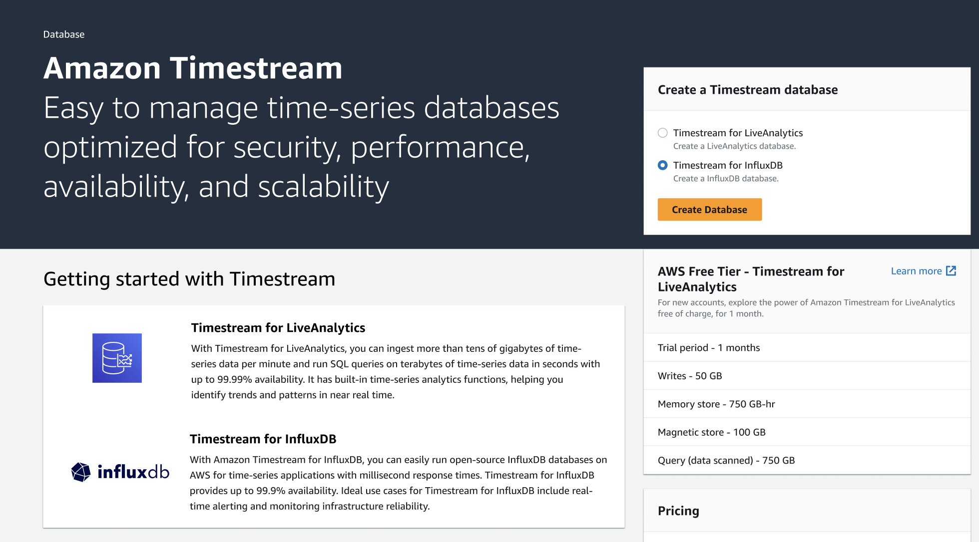 Run and manage open source InfluxDB databases with Amazon Timestream