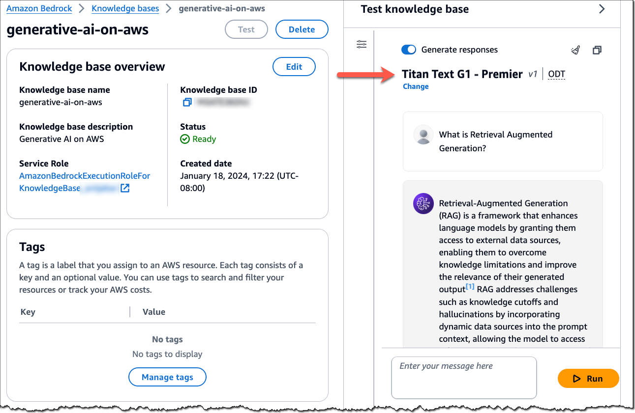 Cree aplicaciones de IA generativa basadas en agentes y RAG con el nuevo modelo Amazon Titan Text Premier, disponible en Amazon Bedrock