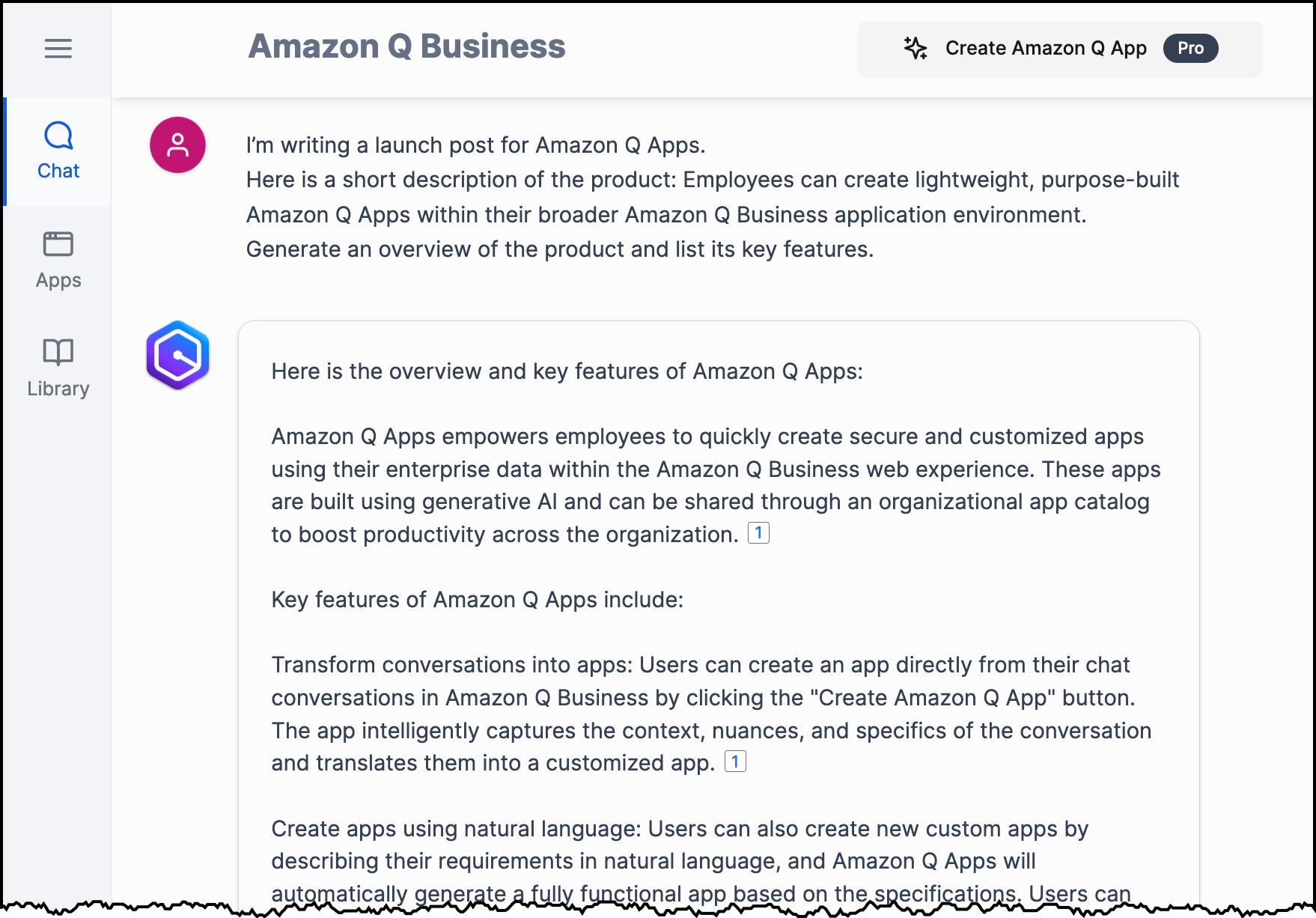 Amazon Q Apps, now generally available, enables users to build their own generative AI apps