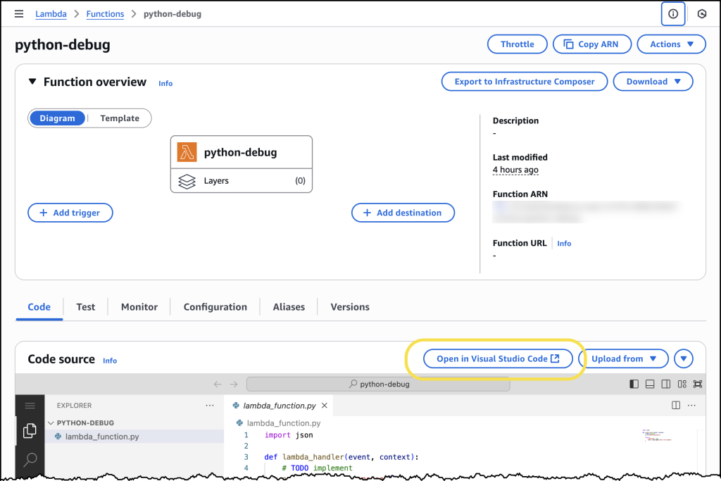 Simplify serverless development with console to IDE and remote debugging for AWS Lambda