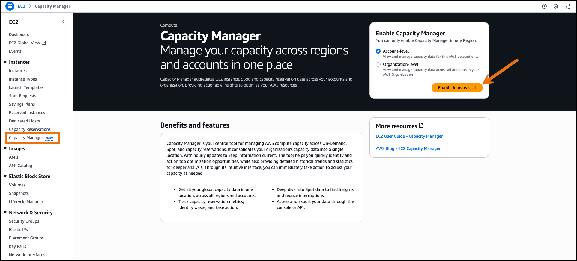 Monitor, analyze, and manage capacity usage from a single interface with Amazon EC2 Capacity Manager