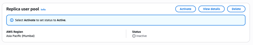Cognito Multi-Region replication - replication process is complete
