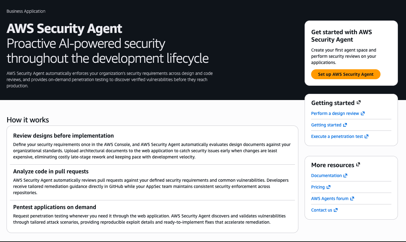 New AWS Security Agent secures applications proactively from design to deployment (preview)