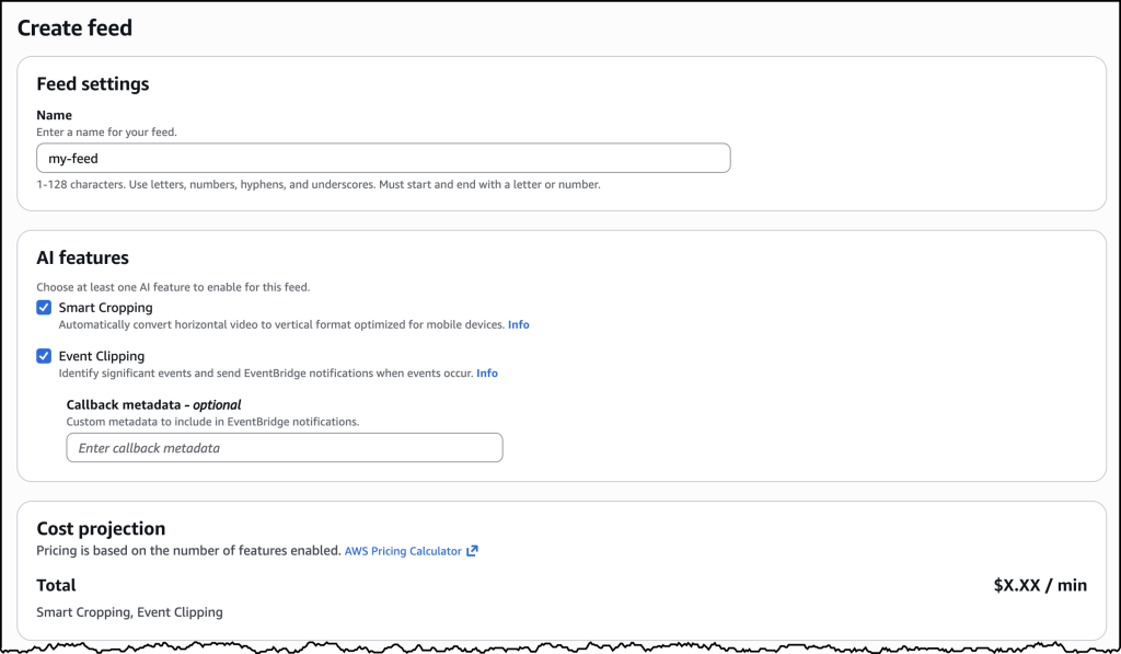 Consola de AWS Elemental Inference