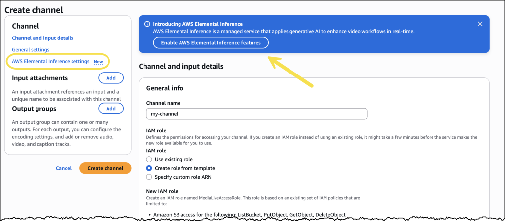 Inferencia de AWS MediaLive