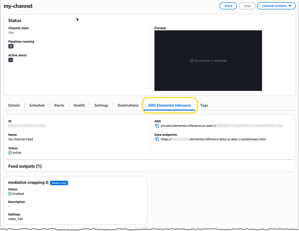 Consola de inferencia de AWS MediaLive