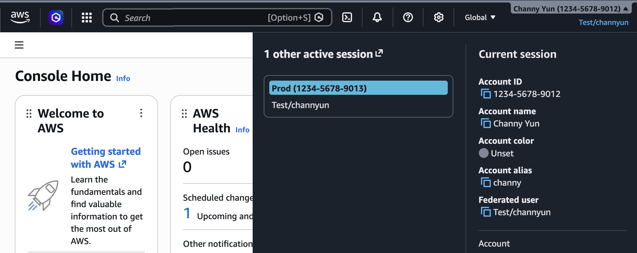 Customize your AWS Management Console experience with visual settings including account color, region and service visibility