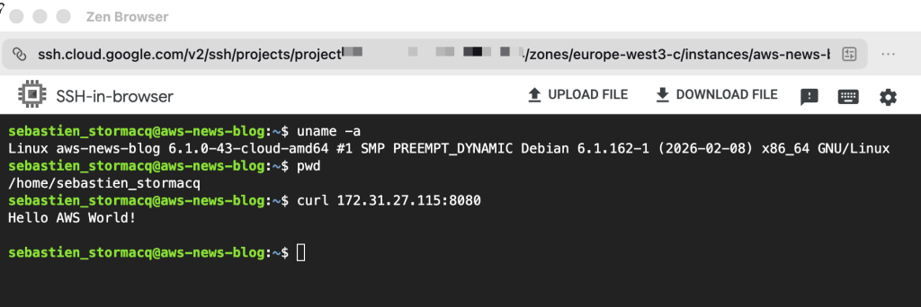 AWS Interconnect : curl from GCP to AWS