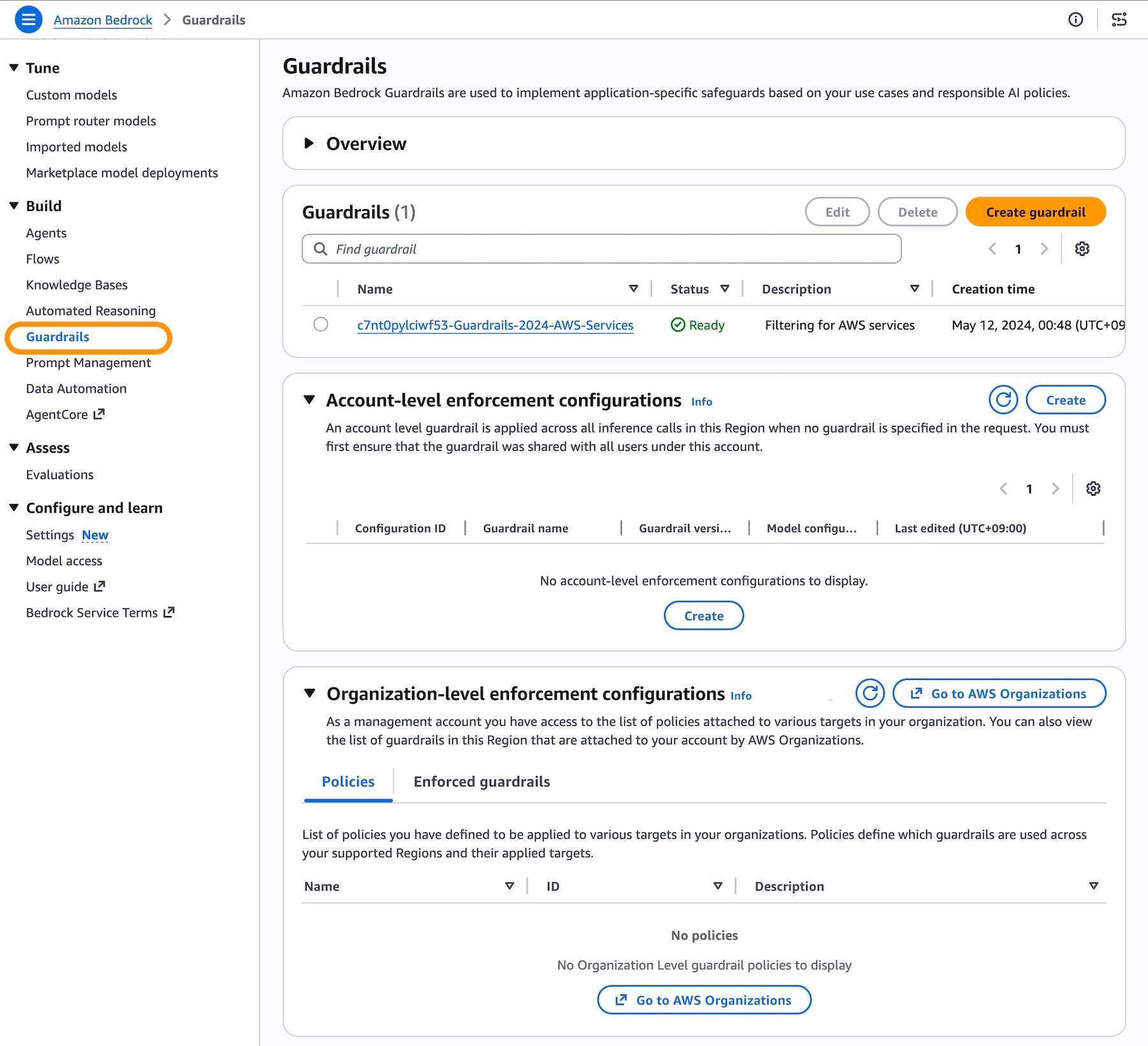 Amazon Bedrock Guardrails supports cross-account safeguards with centralized control and management