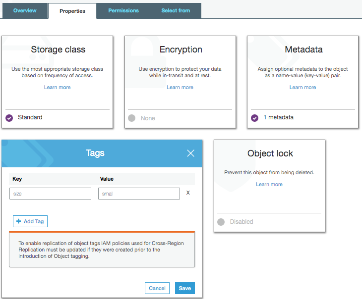 How to tag files for S3 CloudWatch Percentiles