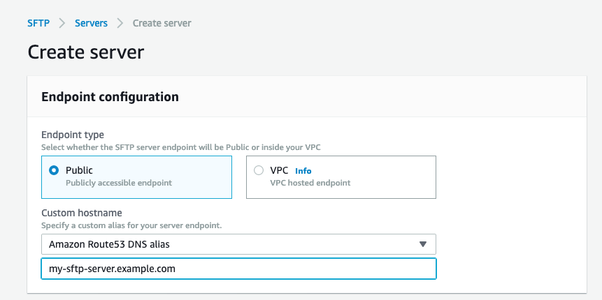 AWS SFTP サーバーの作成