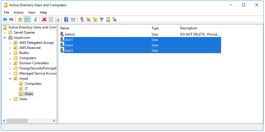 Figure 4 - Active Directory Users and Computers