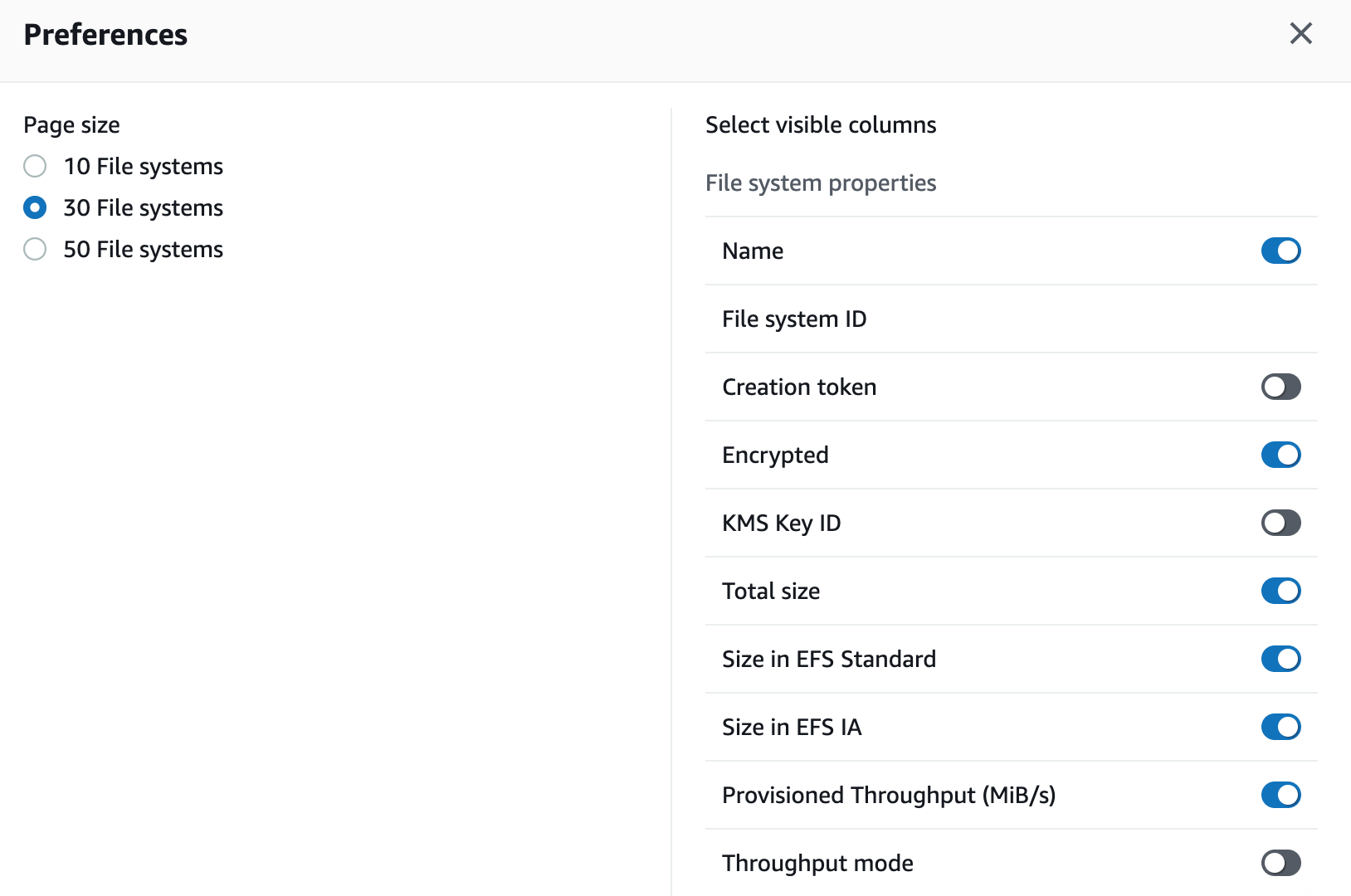 Using the gearbox in the top-right corner of the preceding screenshot, you can select which properties you want to view and which you want to hide.