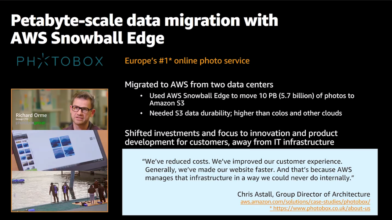 Photobox petabyte-scale data migration with AWS Snowball Edge