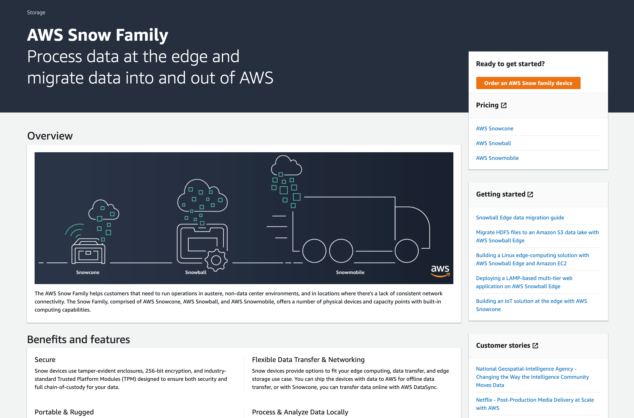 Updated AWS Snow Family console