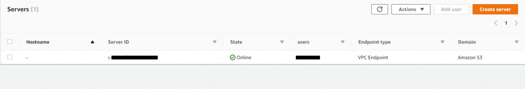 AWS Transfer Family, you can identify servers with the VPC_ENDPOINT endpoint type in the list of servers