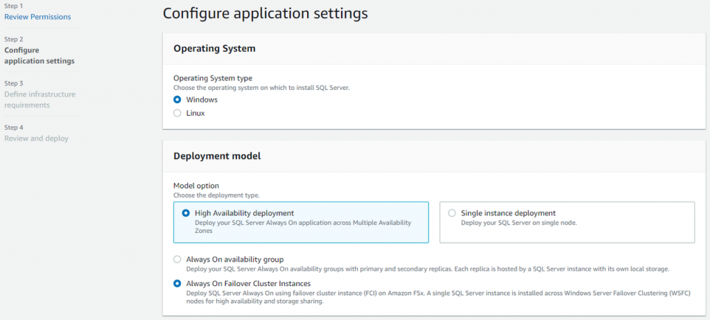 Configure application setting - using Launch Wizard to easily deploy SQL Server Always On Failover Cluster Instances