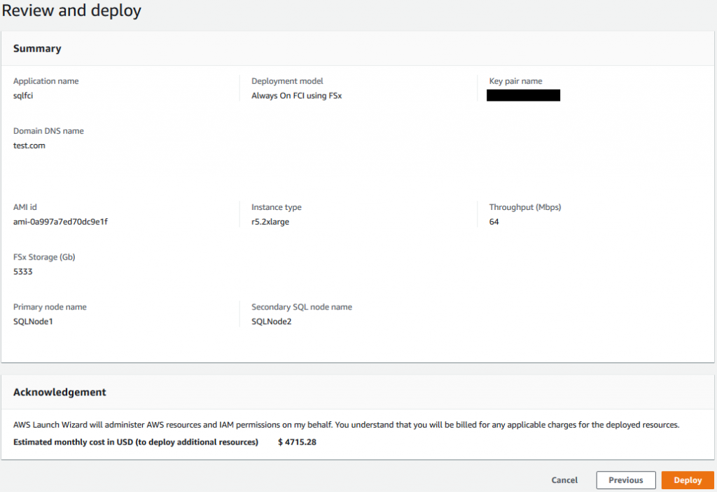 The final step is Step 4 Review and Deploy, which takes you to the Summary page shown in the following screenshot.