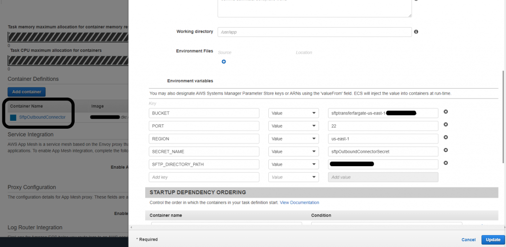 In the embedded page - scroll down to the Environment variables section where you can edita and add values to fit your use case.