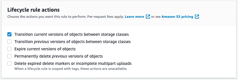 Figure 3. Configuring lifecycle rule action