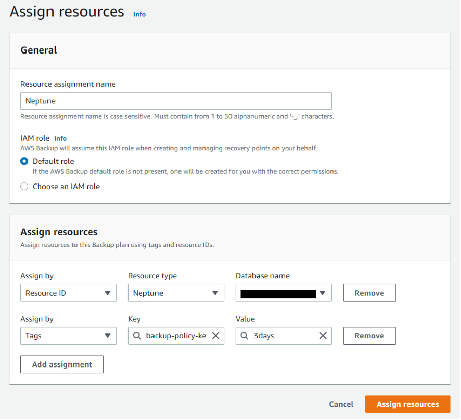 Assign Neptune resource