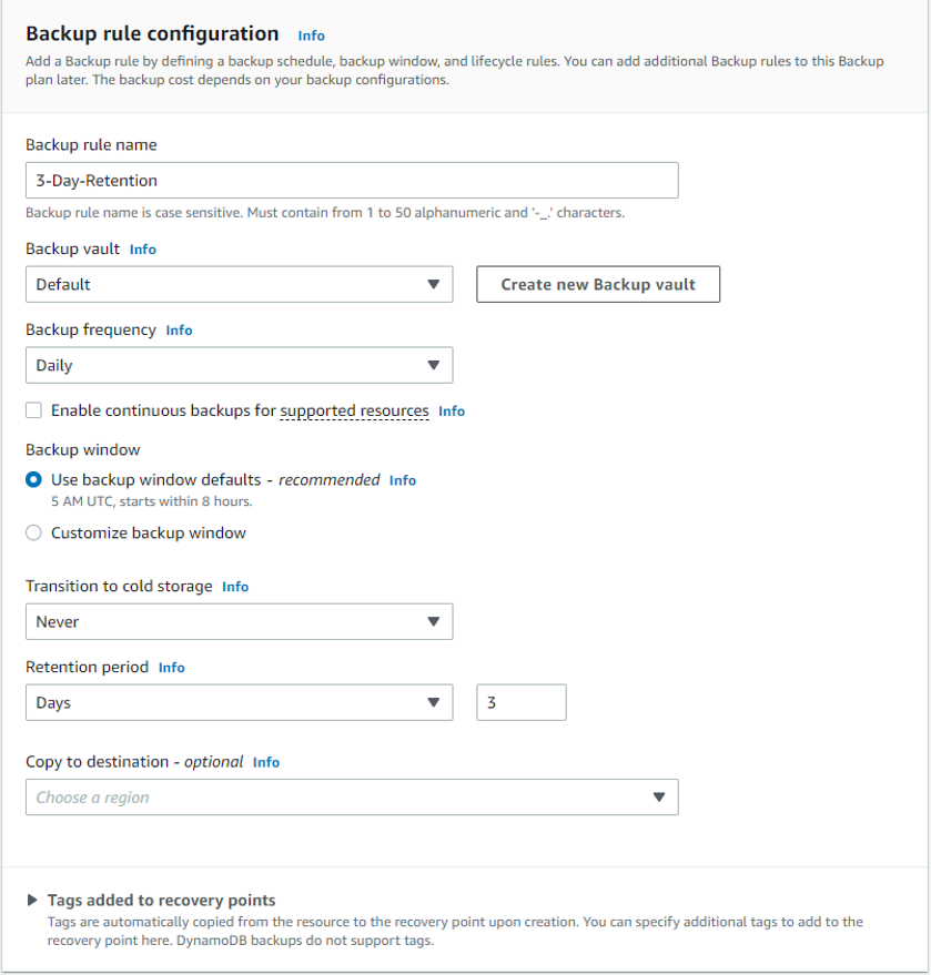 Backup rule configuration