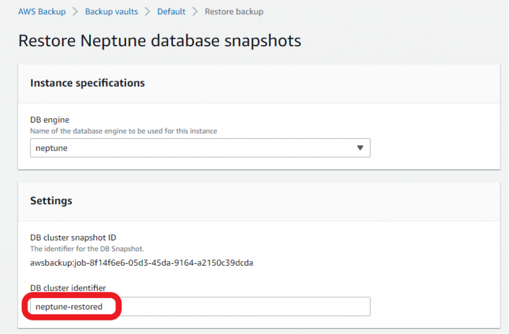 Restore Neptune database snapshots