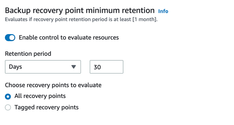 Recovery point retention