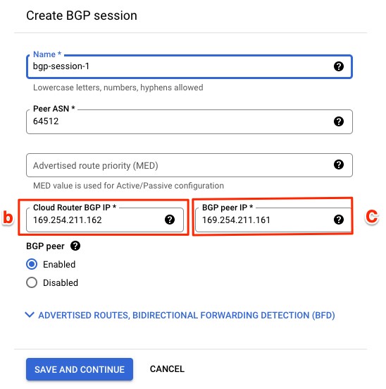 Create BGP session