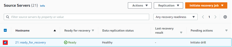 Verify source server shows as ready