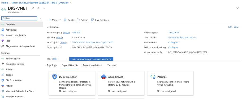 Azure VNET details