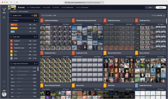 Figure 1 - Example dataset with 32M images (8.5 TB on S3) imported to Visual Layer’s platform.