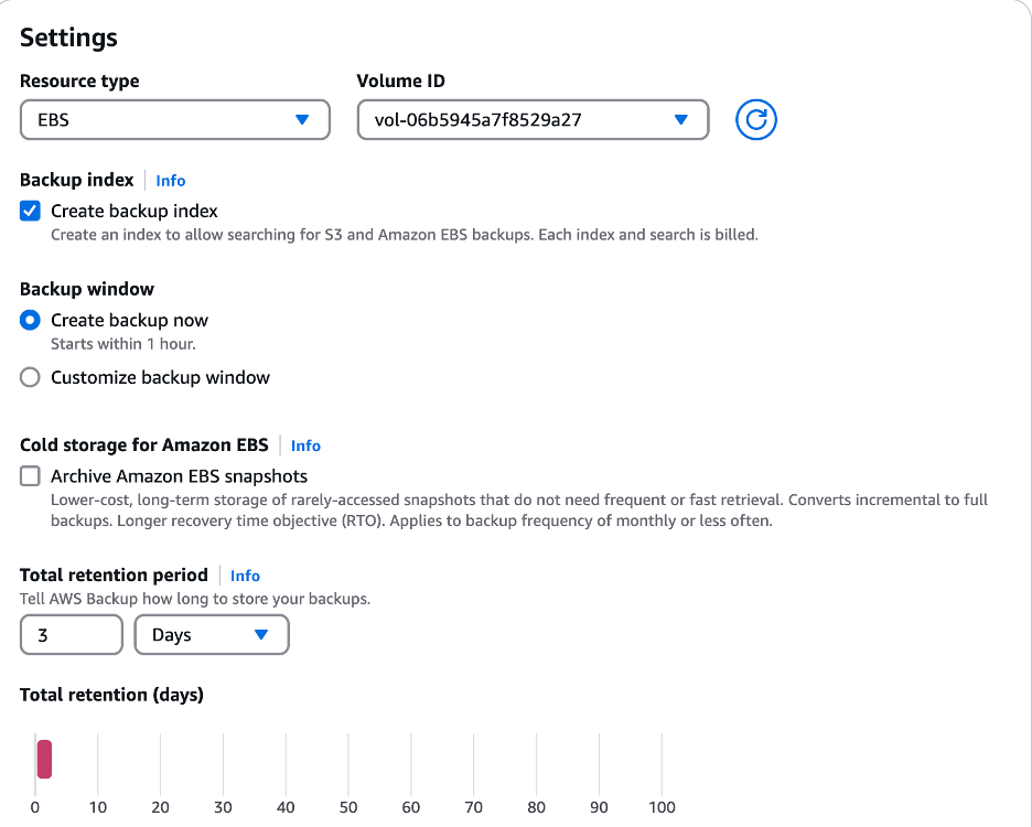 Figure 1. Create backup index for on-demand backup job