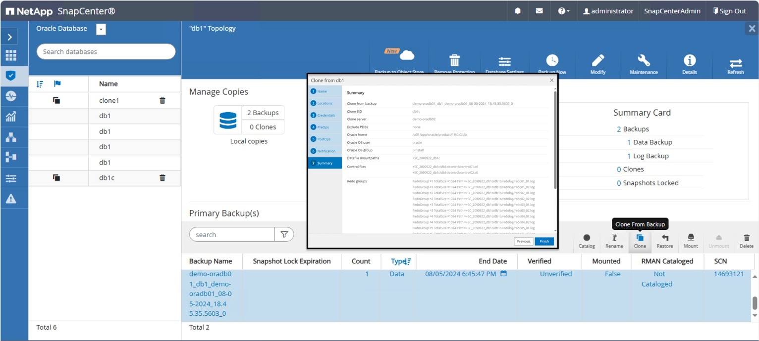 Figure 13– Cloning a database to another host